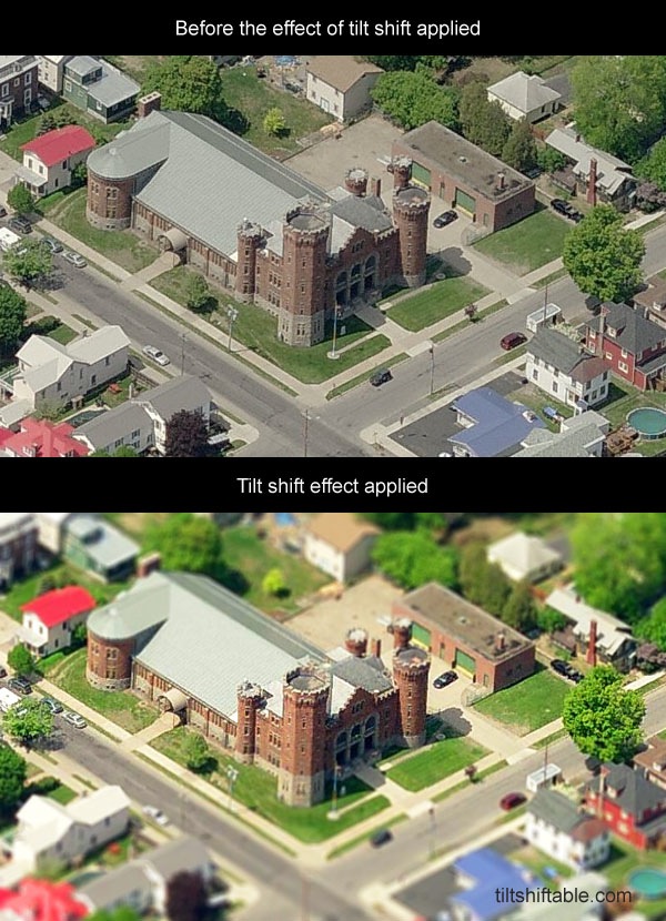 A tilt-shift effect before and after